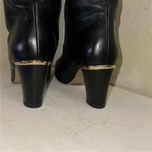 GREAT CONDITION Knee High Tall Black Leather Boots Block Heel